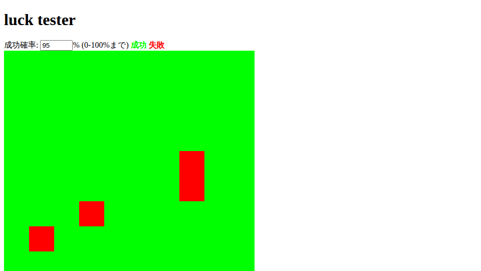 Screenshot of luck tester